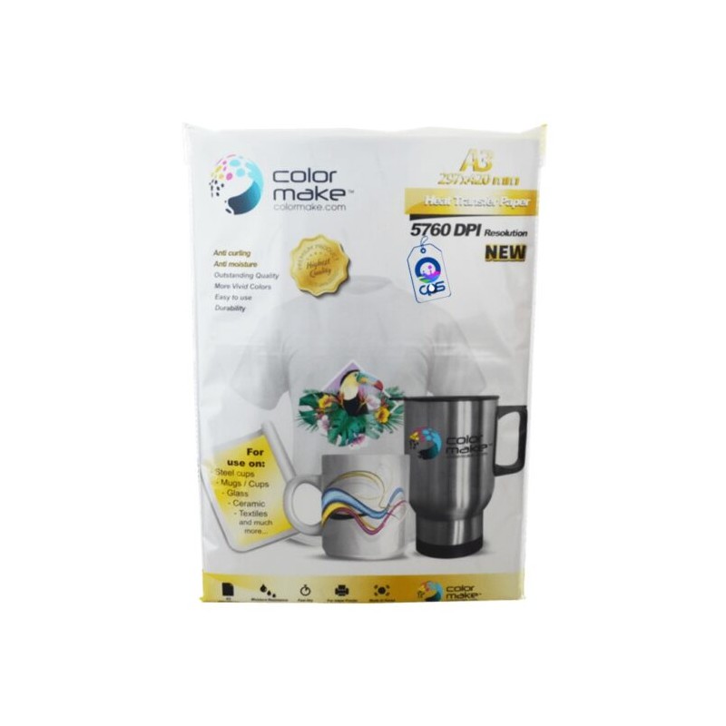Papel para Sublimar A3 100g Secado Rápido Premium Paquete con 100 Hojas Color Make