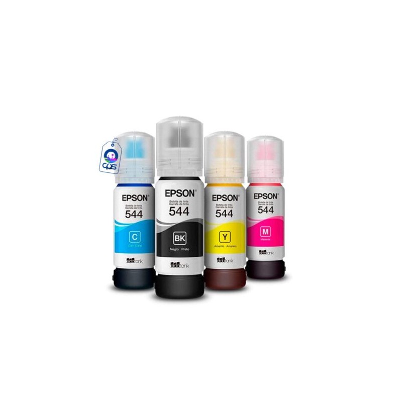 Kit de Tintas Original Epson 544 (65ml Cyan, 65ml Magenta, 65ml Amarillo, 65ml Negro)
