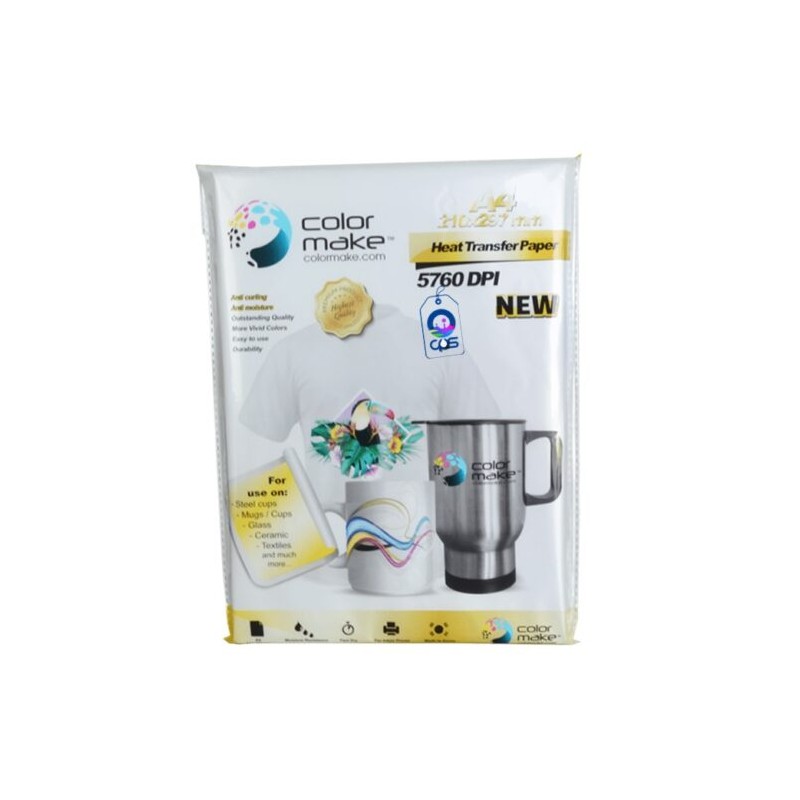Papel para Sublimar A4 100g Secado Rápido Premium Paquete con 100 Hojas Color Make