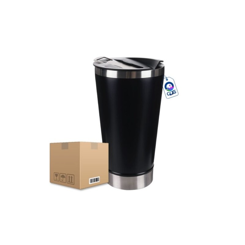 Vaso Cónico Acero Inoxidable con Destapador Térmico 600ml para Grabado Laser (Caja con 25 piezas)