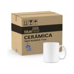 Taza de Cerámica 11oz Blanca Calidad «A» Blue Heat Caja con 36 piezas