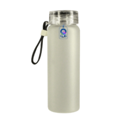 Botella De Vidrio Esmerilada con Tapa de Plástico, Correa de Silicón De 500ml