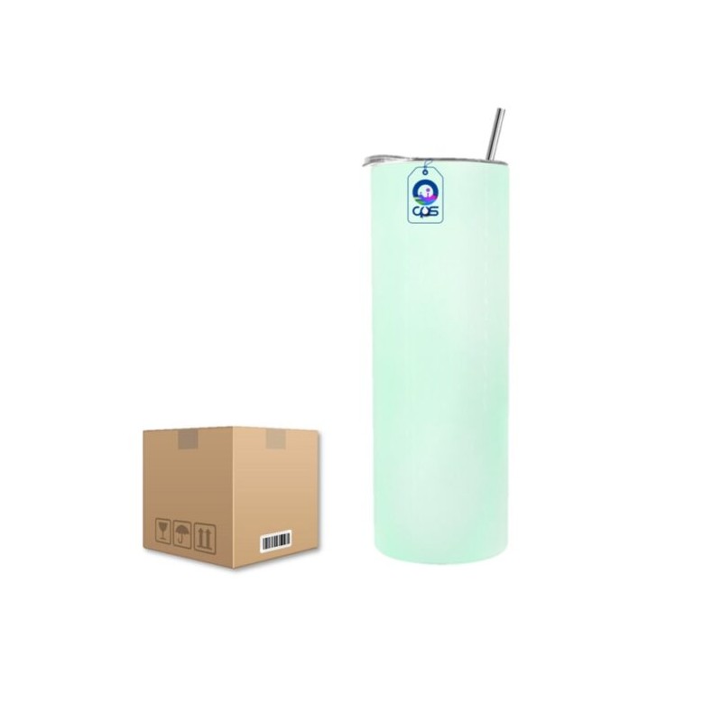 Vaso Skinny de Acero Inoxidable Térmico 20oz con Popote Fotoluminiscente Caja con 30 piezas