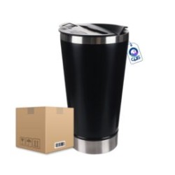 Vaso Cónico Acero Inoxidable con Destapador Térmico 600ml para Grabado Laser (Caja con 25 piezas)