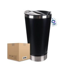 Vaso Cónico Acero Inoxidable con Destapador Térmico 600ml para Grabado Laser (Caja con 25 piezas)