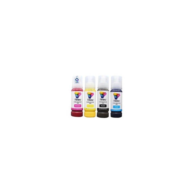 Kit de Tinta para Sublimar Botella 80g Tinec (80g Cyan, 80g Magenta, 80g Amarillo, 80g Negro)