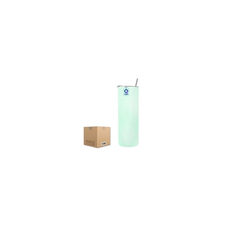 Vaso Skinny de Acero Inoxidable Térmico 20oz con Popote Fotoluminiscente Caja con 30 piezas