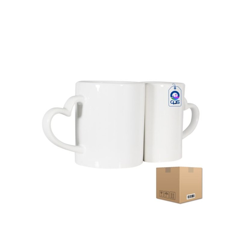 Taza de Cerámica 11oz Pareja Asa de Corazón Caja con 12 pares