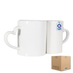 Taza de Cerámica 11oz Pareja Asa de Corazón Caja con 12 pares