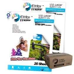 Papel Fotográfico Alto Brillo con Adhesivo 135g Paquete con 50 Hojas Caja con 20 paquetes
