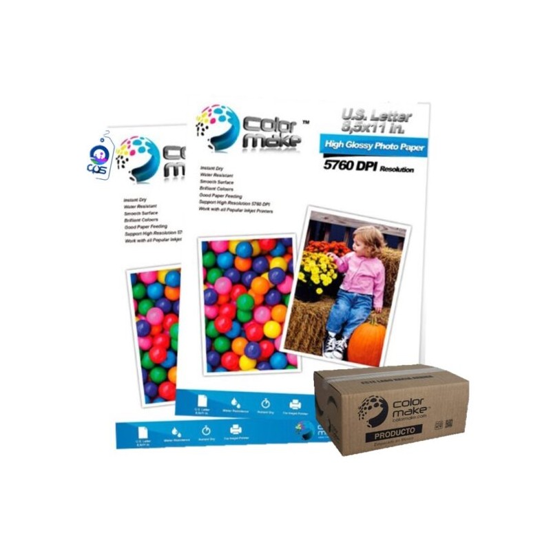 Papel Fotográfico Alto Brillo 210g Paquete con 50 Hojas Caja con 20 paquetes