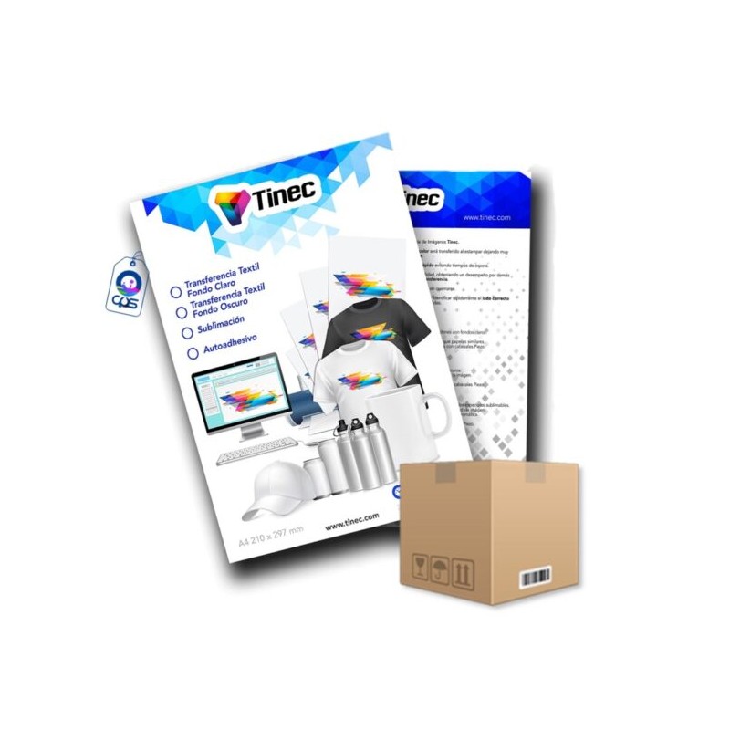 Papel para Sublimar A4 100g Secado Rápido Paquete con 100 Hojas Tinec Caja con 20 paquetes